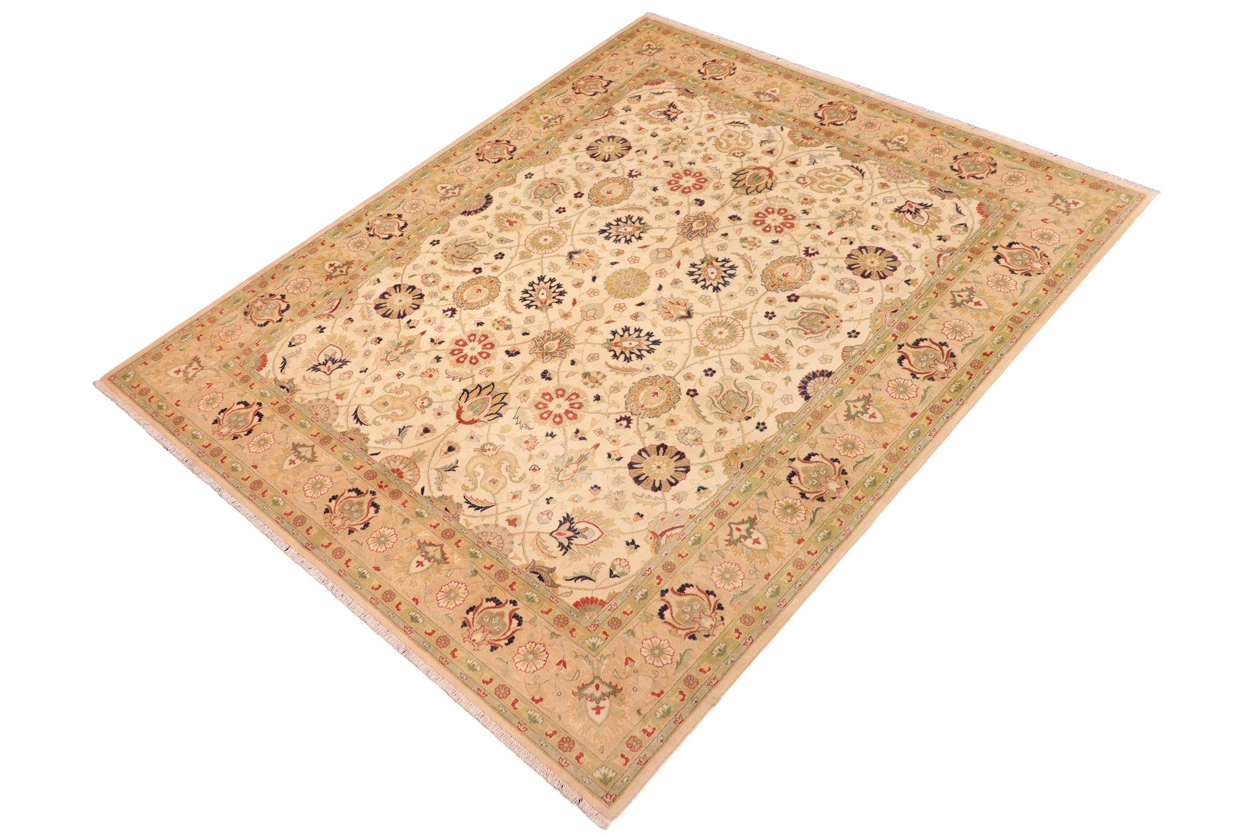 handmade Transitional Kashan Beige Tan Hand Knotted RECTANGLE 100% WOOL area rug 8' x 10'