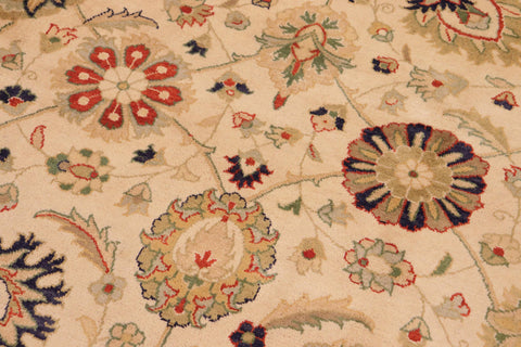 handmade Transitional Kashan Beige Tan Hand Knotted RECTANGLE 100% WOOL area rug 8' x 10'
