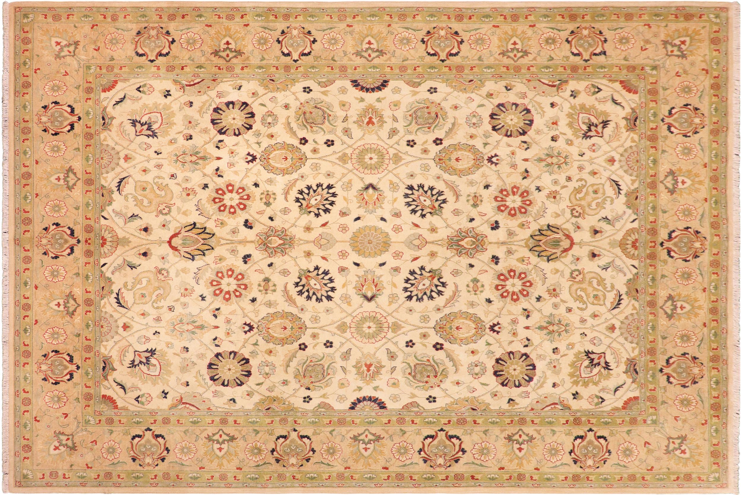 handmade Transitional Kashan Beige Tan Hand Knotted RECTANGLE 100% WOOL area rug 8' x 10'