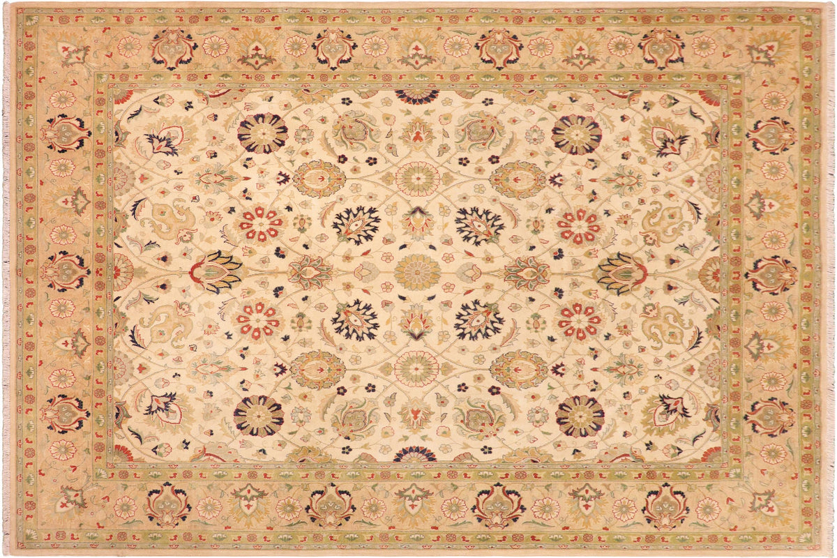 handmade Transitional Kashan Beige Tan Hand Knotted RECTANGLE 100% WOOL area rug 8' x 10'