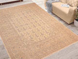 handmade Transitional Antique Beige Rose Hand Knotted RECTANGLE 100% WOOL area rug 8x10