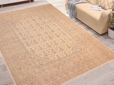 handmade Transitional Antique Beige Rose Hand Knotted RECTANGLE 100% WOOL area rug 8x10