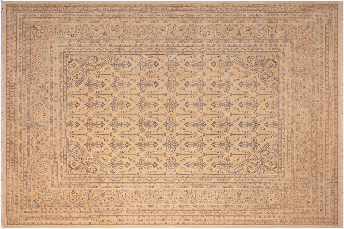 handmade Transitional Antique Beige Rose Hand Knotted RECTANGLE 100% WOOL area rug 8x10