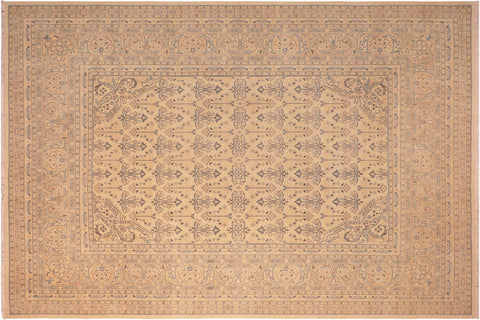 handmade Transitional Antique Beige Rose Hand Knotted RECTANGLE 100% WOOL area rug 8x10