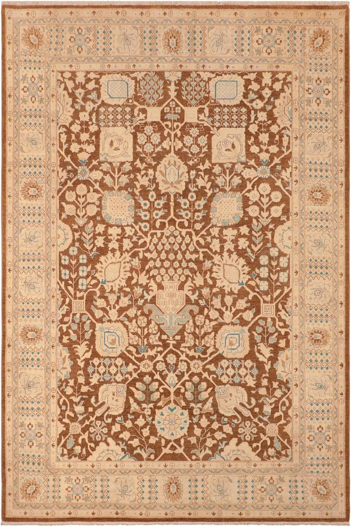 handmade Traditional Kafkaz Brown Beige Hand Knotted RECTANGLE 100% WOOL area rug 8X10