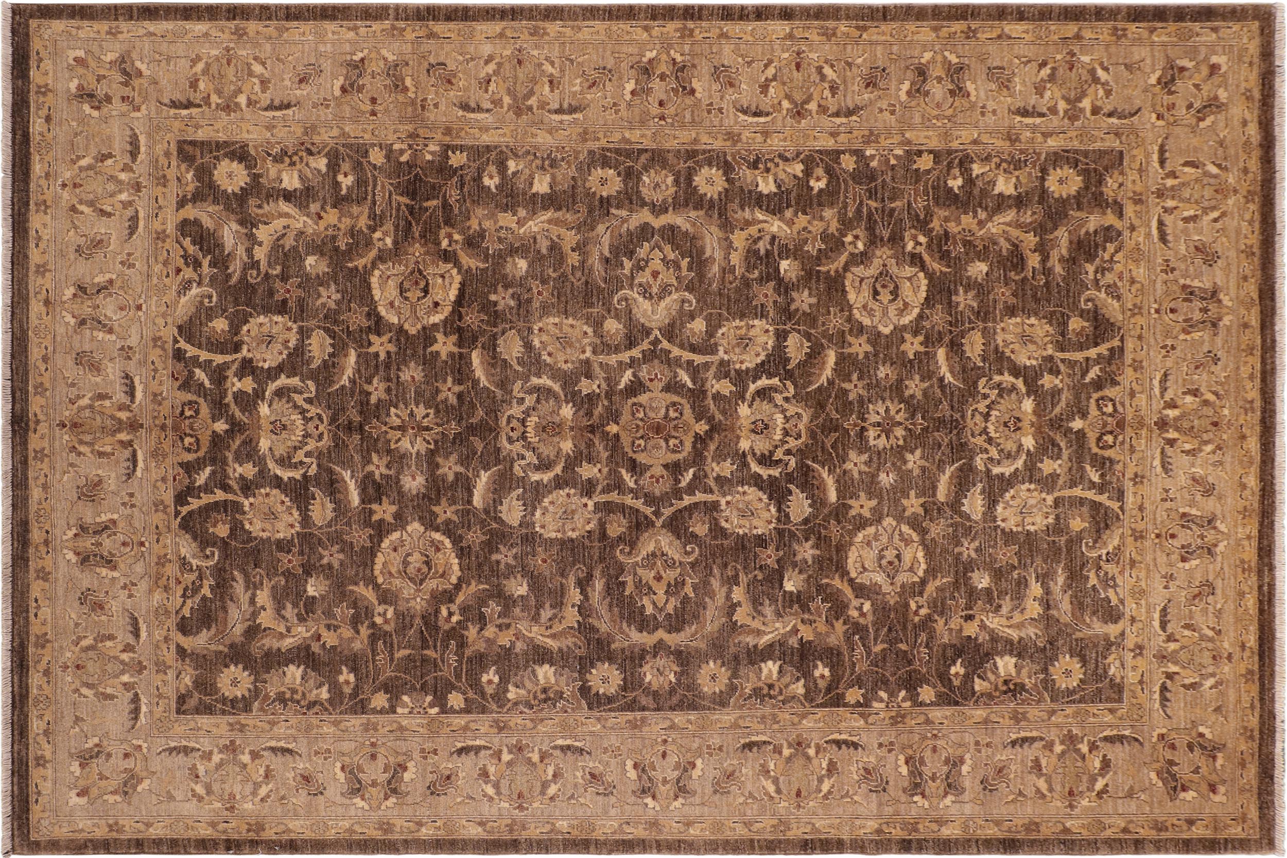 handmade Traditional Kafkaz Brown Tan Hand Knotted RECTANGLE 100% WOOL area rug 8x10