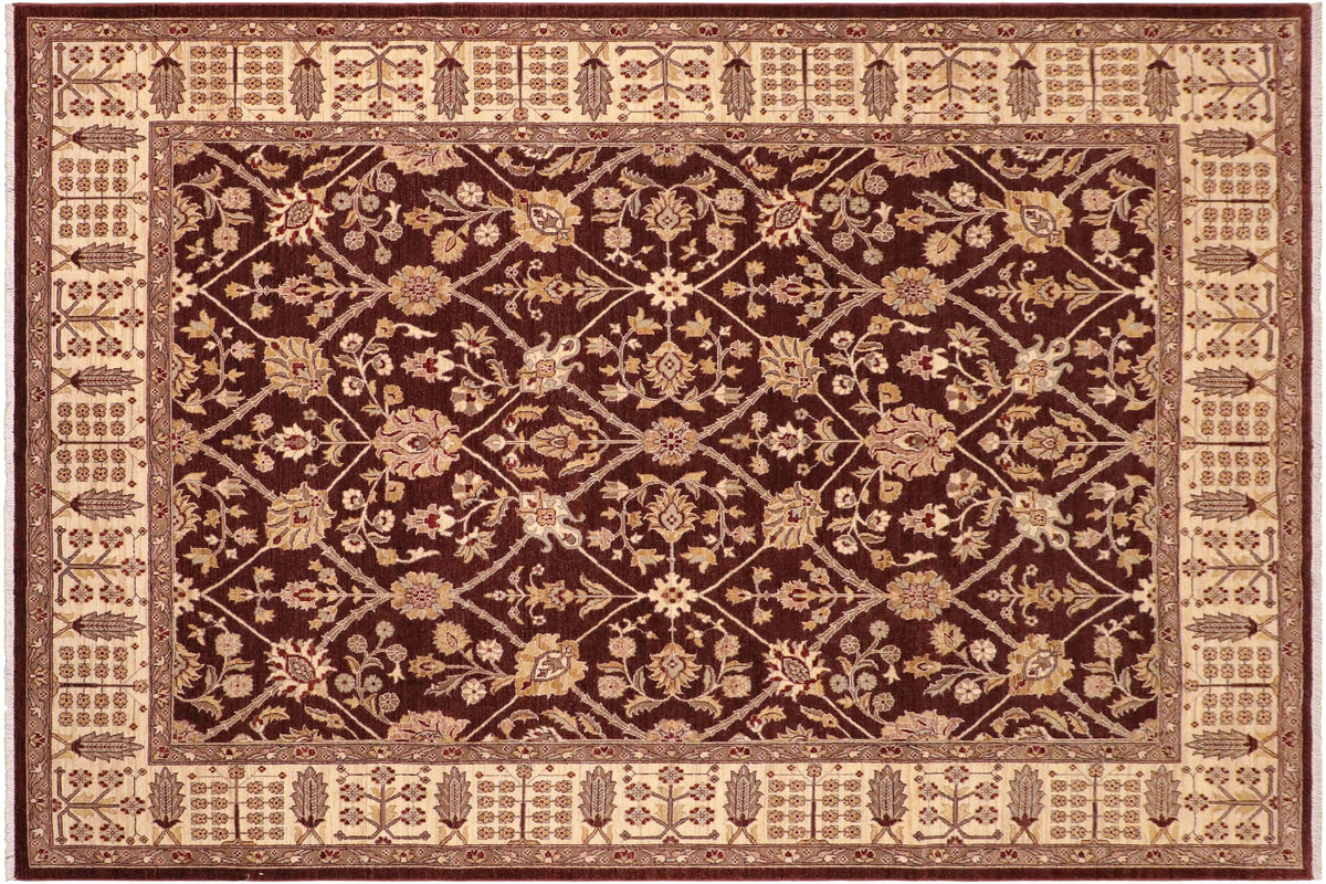 handmade Transitional Kafkaz Brown Beige Hand Knotted RECTANGLE 100% WOOL area rug 8' x 11'