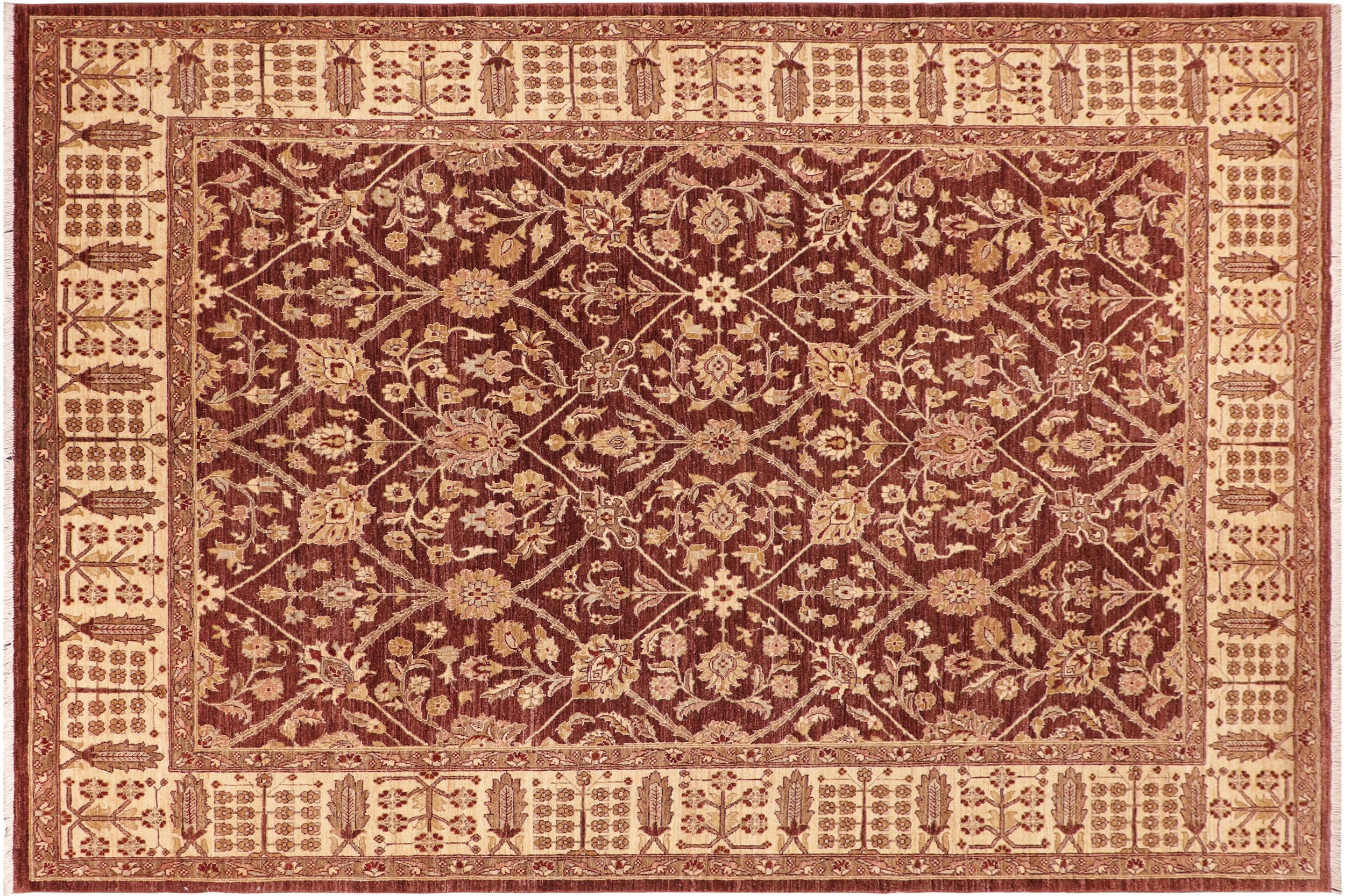 handmade Transitional Kafkaz Brown Beige Hand Knotted RECTANGLE 100% WOOL area rug 8' x 11'