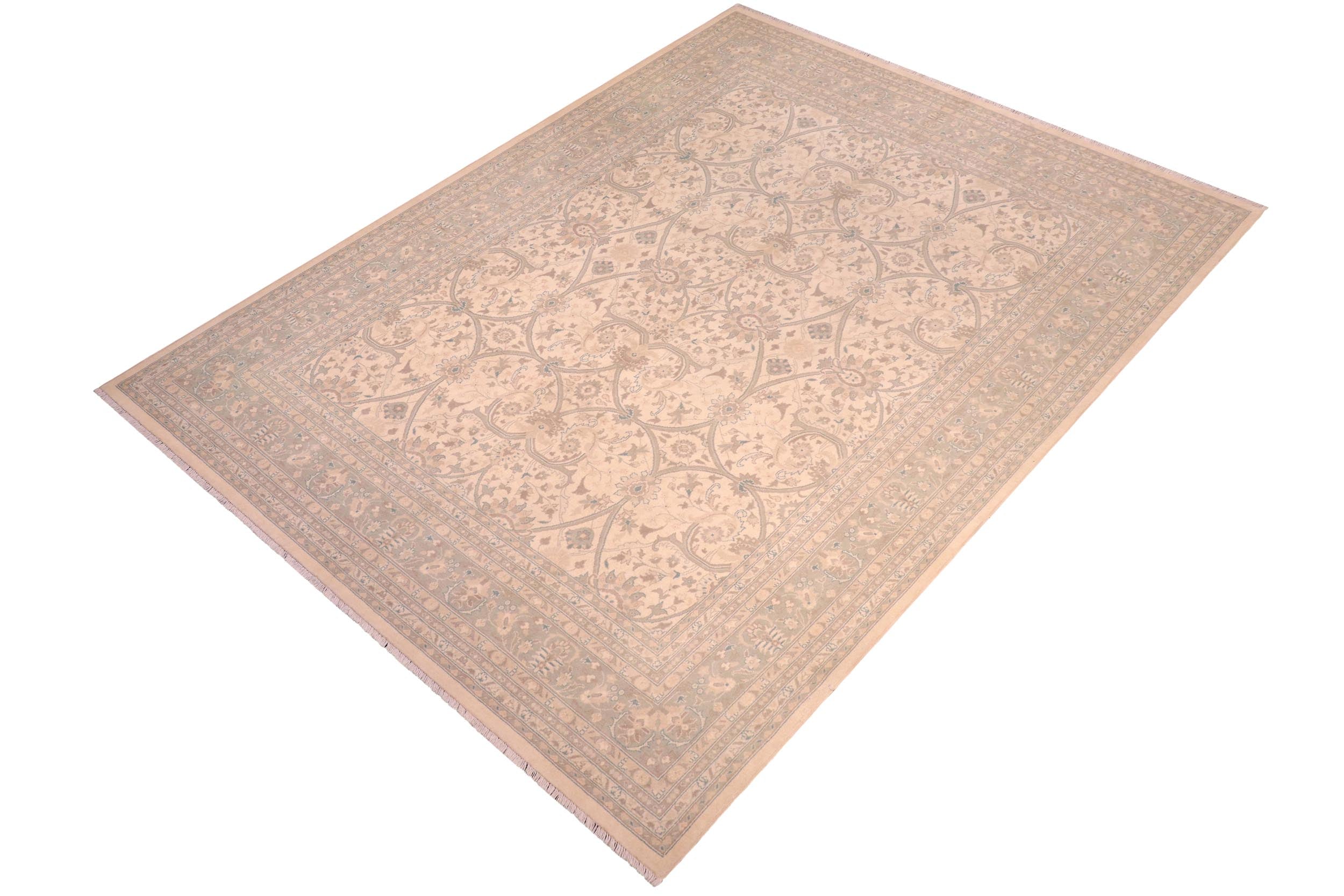handmade Traditional Kafkaz Beige Green Hand Knotted RECTANGLE 100% WOOL area rug 8x10