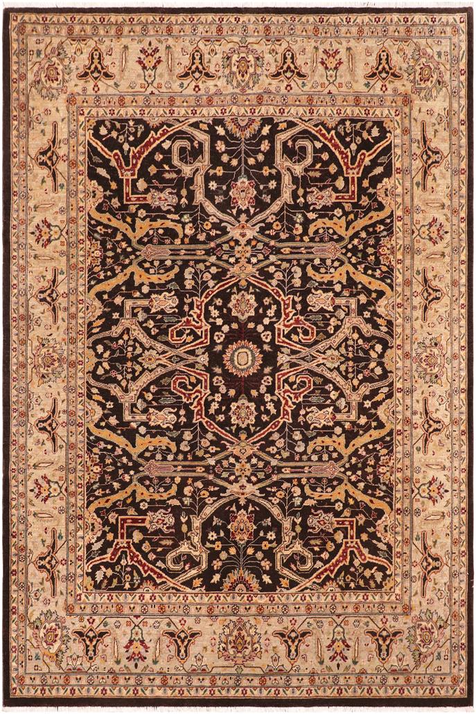 handmade Traditional Kafkaz Brown Tan Hand Knotted RECTANGLE 100% WOOL area rug 8X10