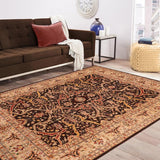 handmade Traditional Kafkaz Brown Tan Hand Knotted RECTANGLE 100% WOOL area rug 8 x 10