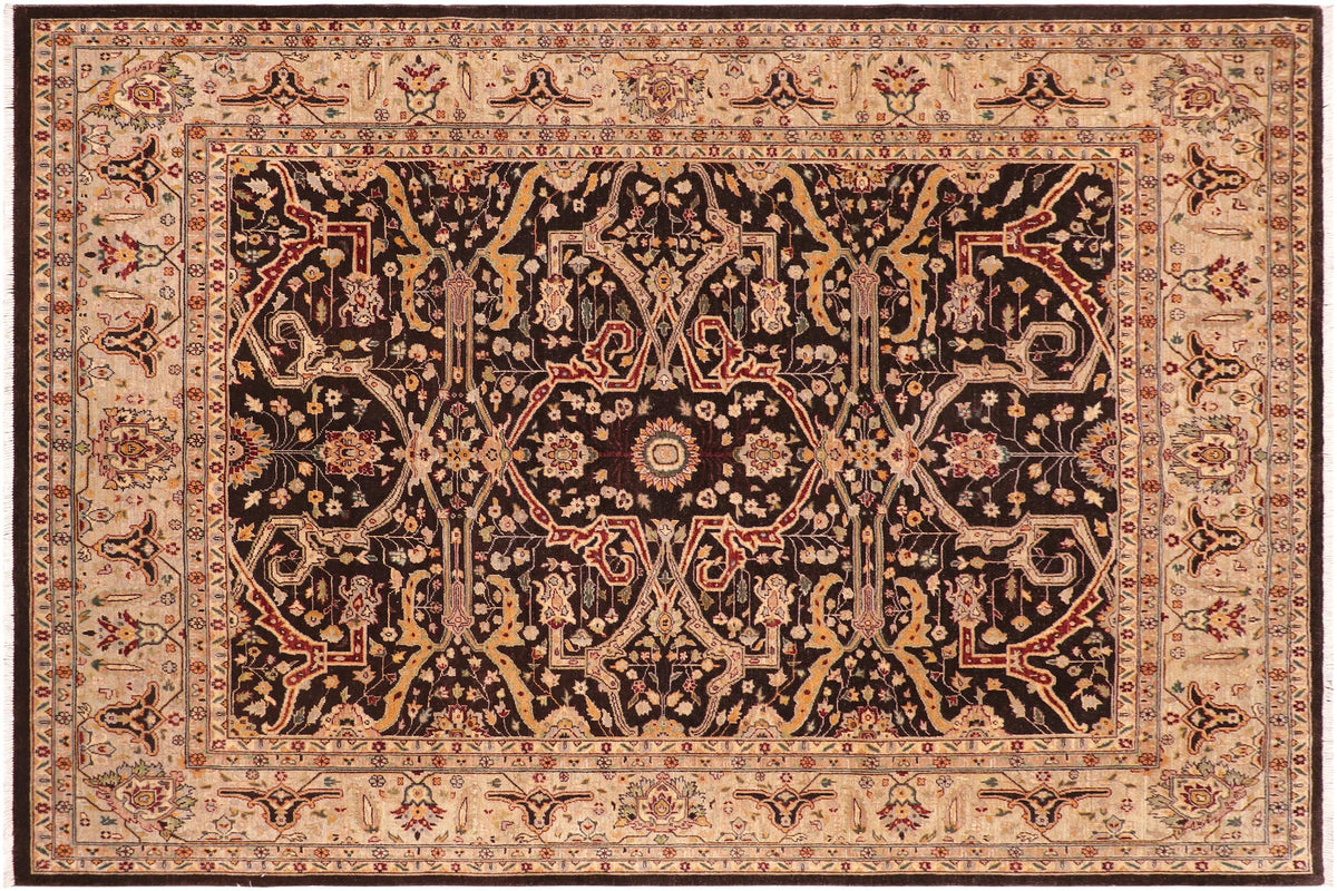 handmade Transitional Kafkaz Brown Tan Hand Knotted RECTANGLE 100% WOOL area rug 8' x 10'