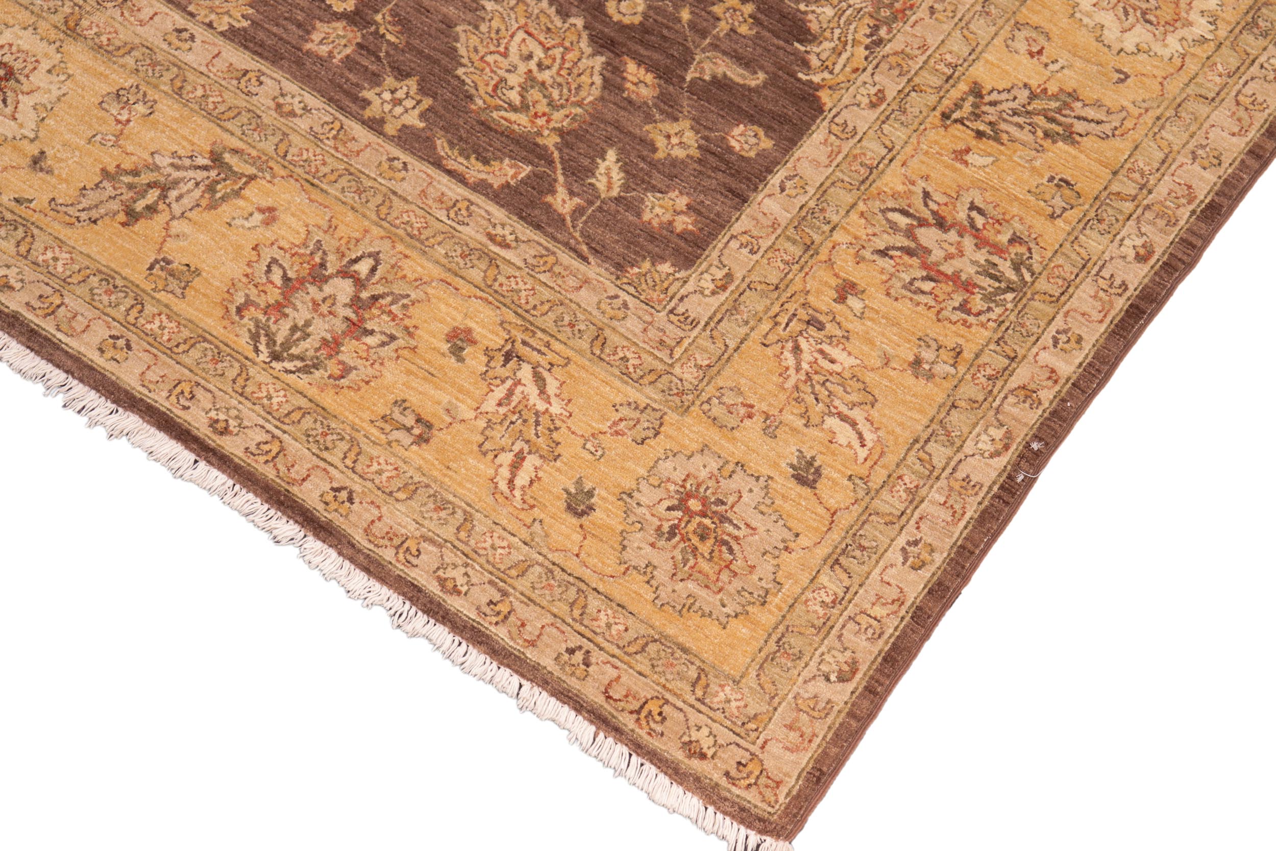 handmade Traditional Kafkaz Brown Gold Hand Knotted RECTANGLE 100% WOOL area rug 8x10