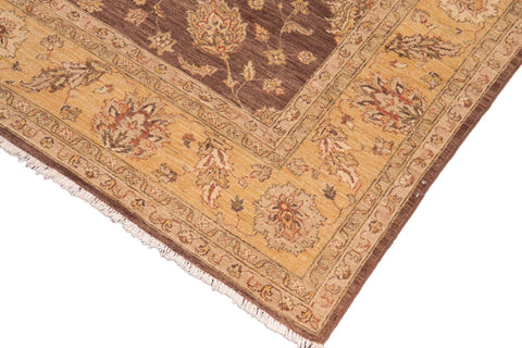 handmade Traditional Kafkaz Brown Gold Hand Knotted RECTANGLE 100% WOOL area rug 8x10
