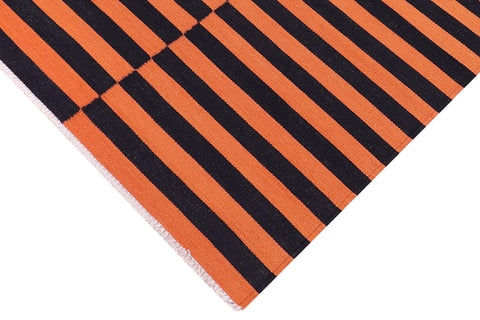 handmade Modern Kilim Rust Black Hand-Woven RECTANGLE 100% WOOL area rug 3x5