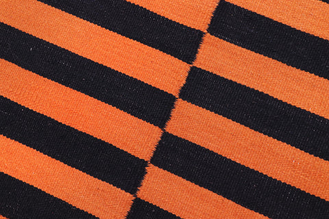 handmade Modern Kilim Rust Black Hand-Woven RECTANGLE 100% WOOL area rug 3x5