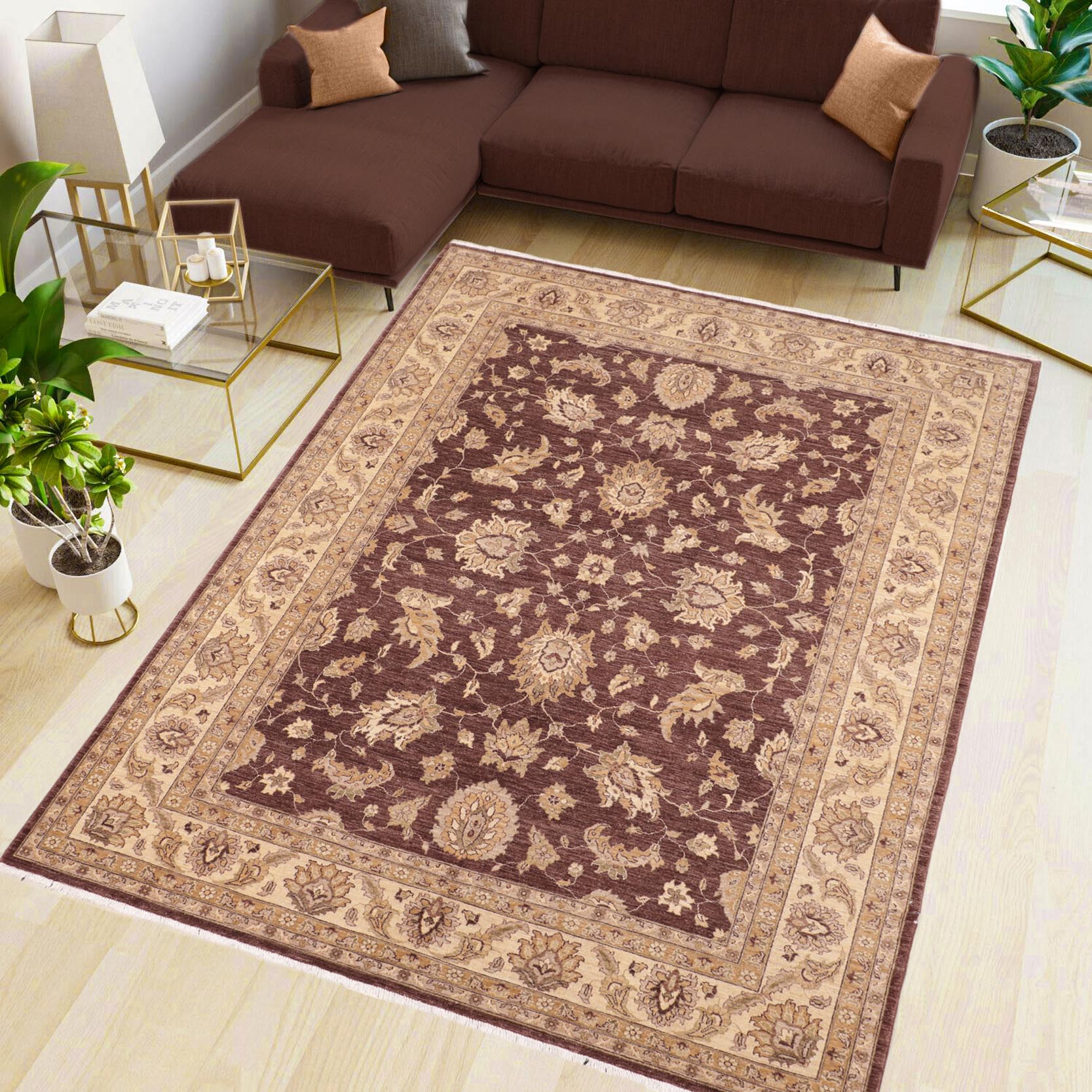 handmade Traditional Kafkaz Brown Beige Hand Knotted RECTANGLE 100% WOOL area rug 8x10