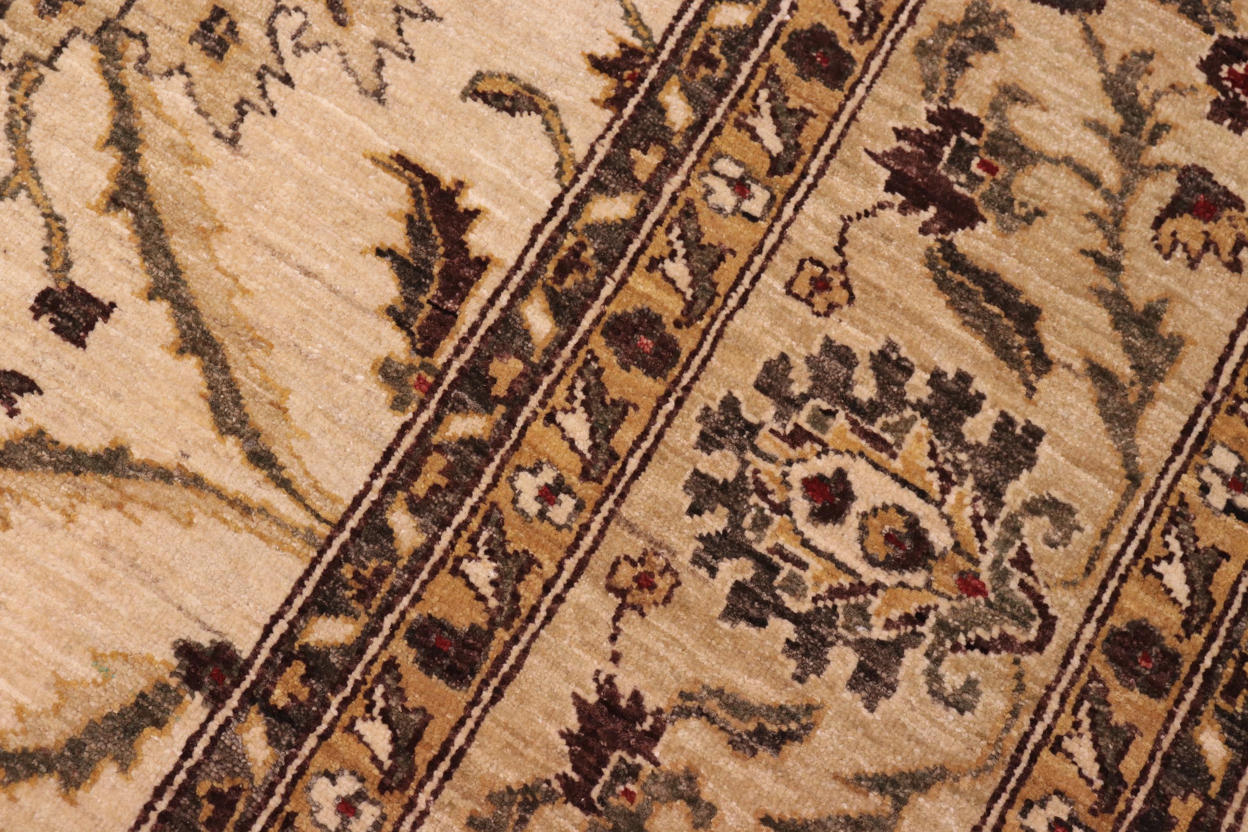 handmade Transitional Kafkaz Ivory Lt. Green Hand Knotted RECTANGLE 100% WOOL area rug 8' x 10'