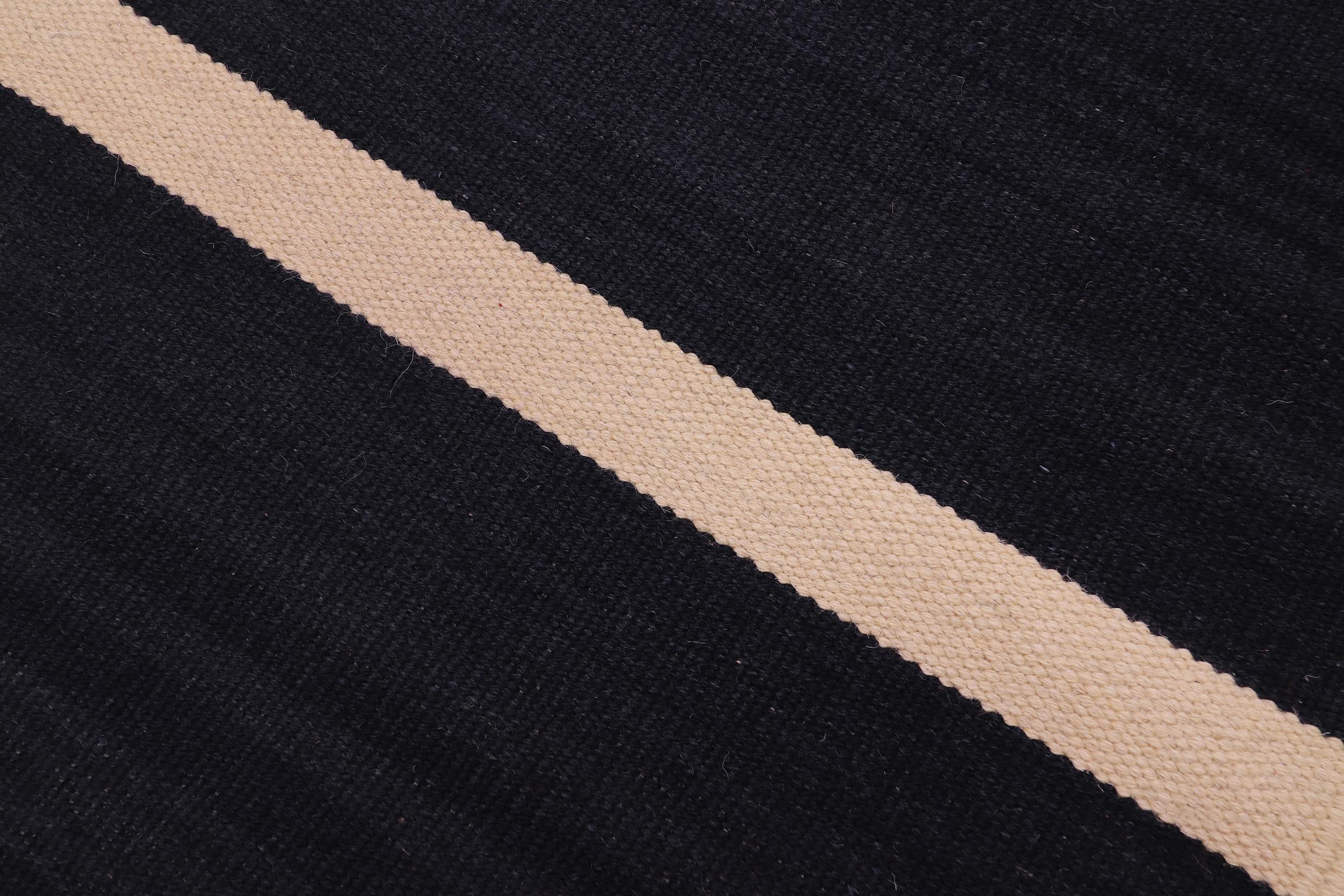 handmade Modern Kilim Black Beige Hand-Woven RECTANGLE 100% WOOL area rug 4x6
