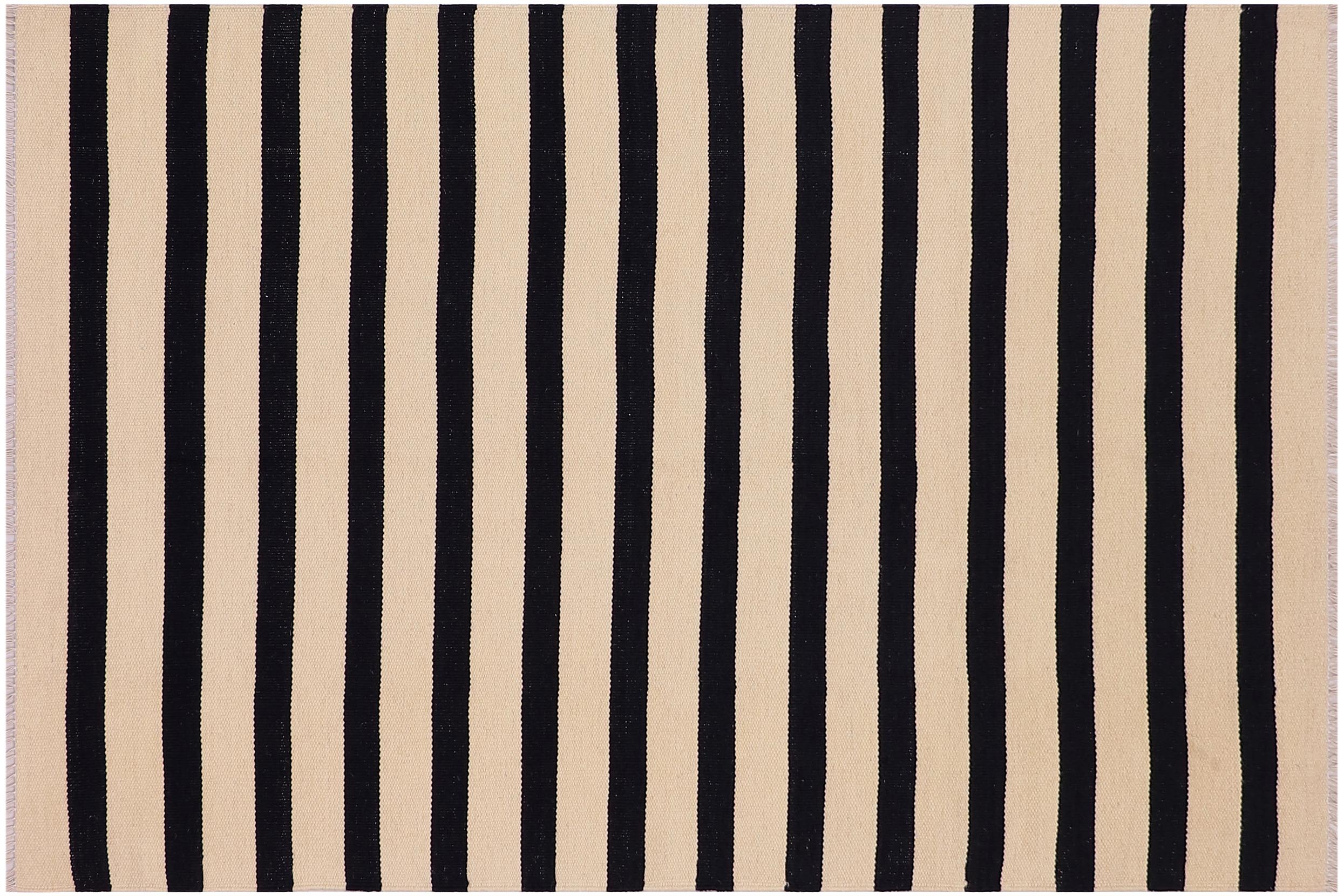 handmade Modern Kilim Beige Black Hand-Woven RECTANGLE 100% WOOL area rug 5x6