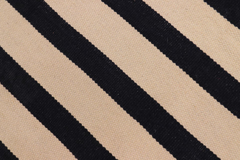 handmade Modern Kilim Beige Black Hand-Woven RECTANGLE 100% WOOL area rug 5x6