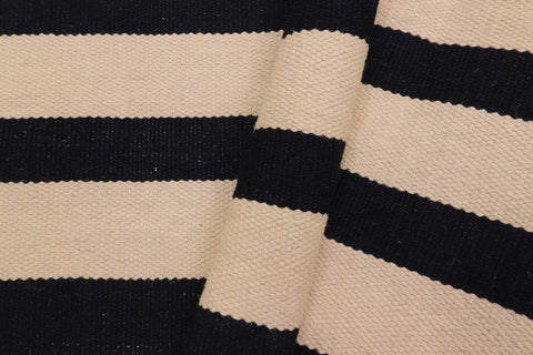 handmade Modern Kilim Beige Black Hand-Woven RECTANGLE 100% WOOL area rug 5x6