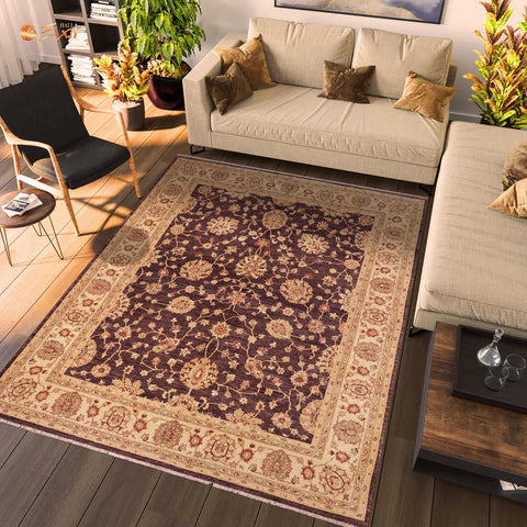handmade Traditional Kafkaz Purple Beige Hand Knotted RECTANGLE 100% WOOL area rug 8x11