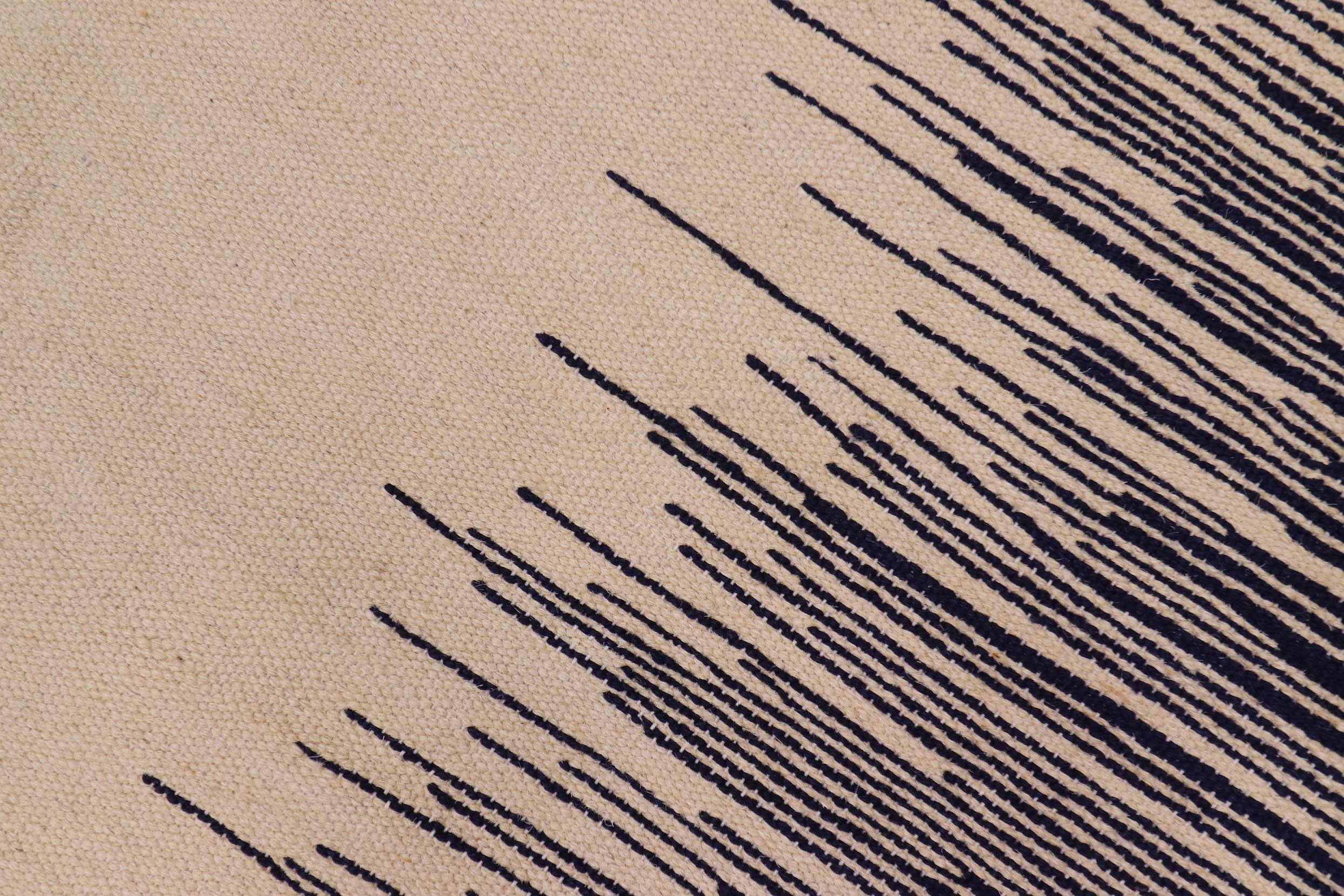 handmade Modern Kilim Beige Blue Hand-Woven RECTANGLE 100% WOOL area rug 5 x 8