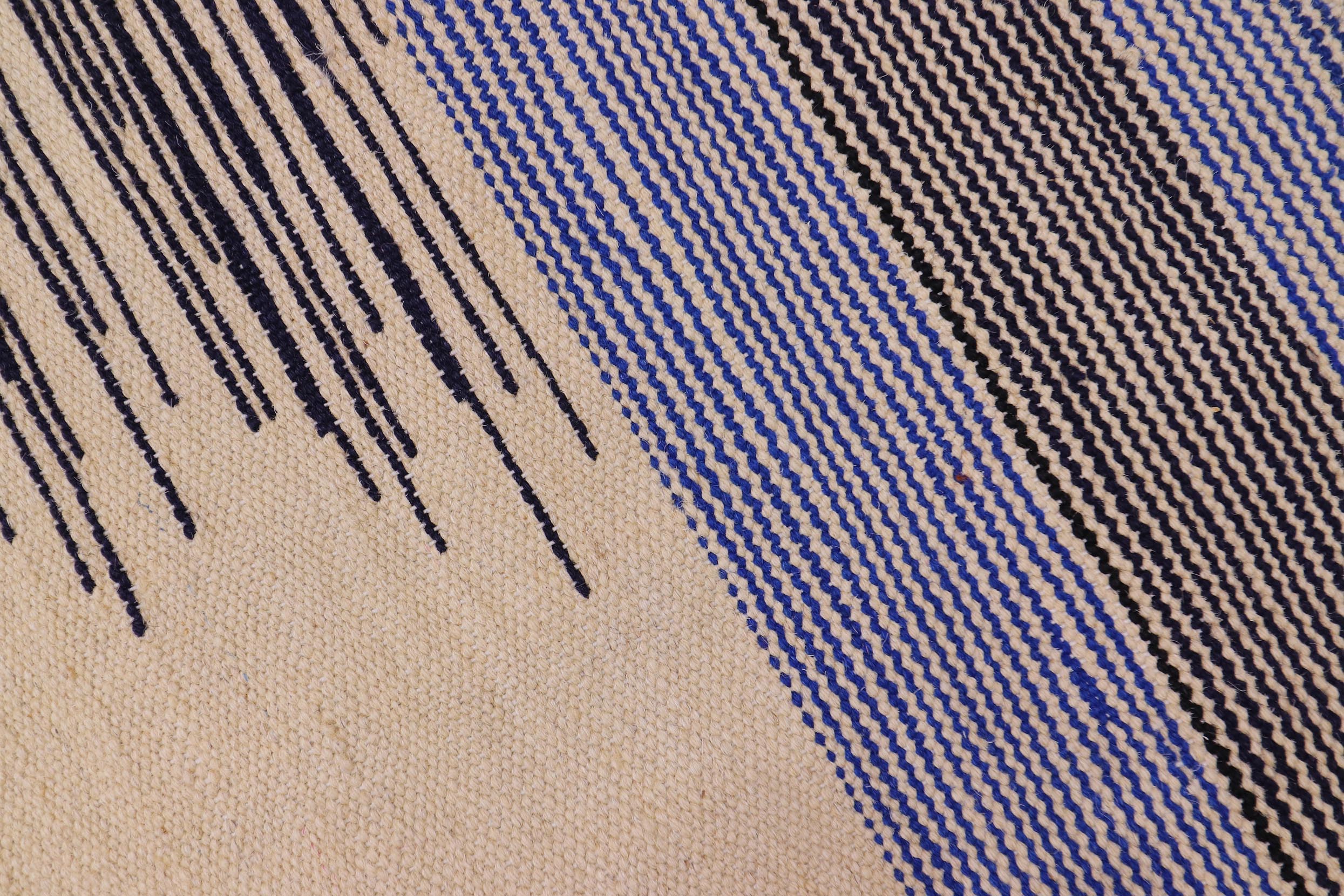 handmade Modern Kilim Beige Blue Hand-Woven RECTANGLE 100% WOOL area rug 5 x 8