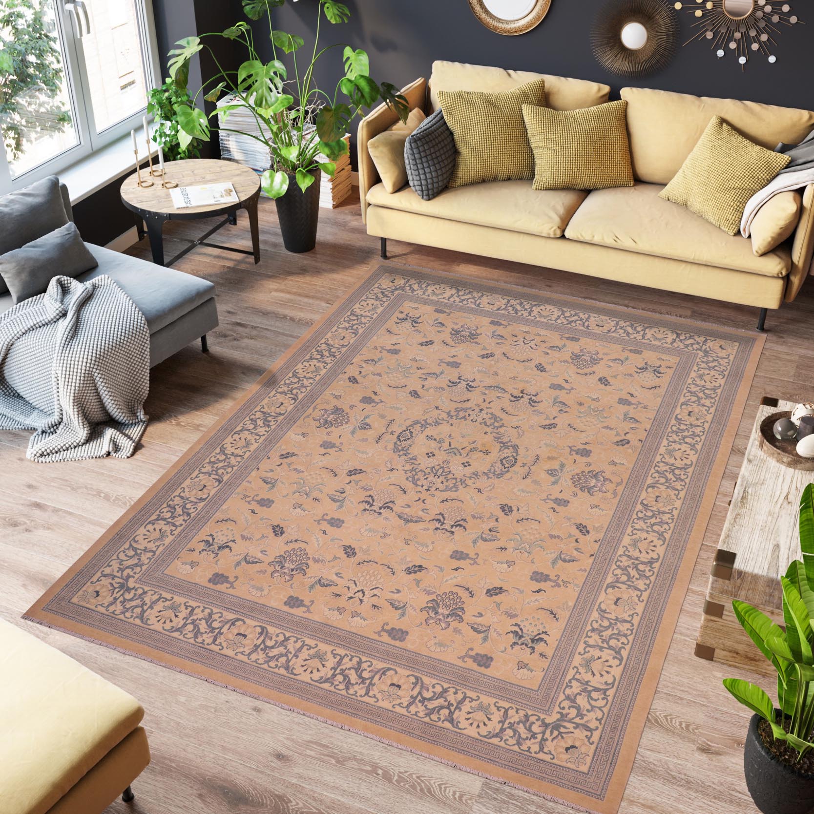 handmade Traditional Kafkaz Tan Beige Hand Knotted RECTANGLE 100% WOOL area rug 8x10