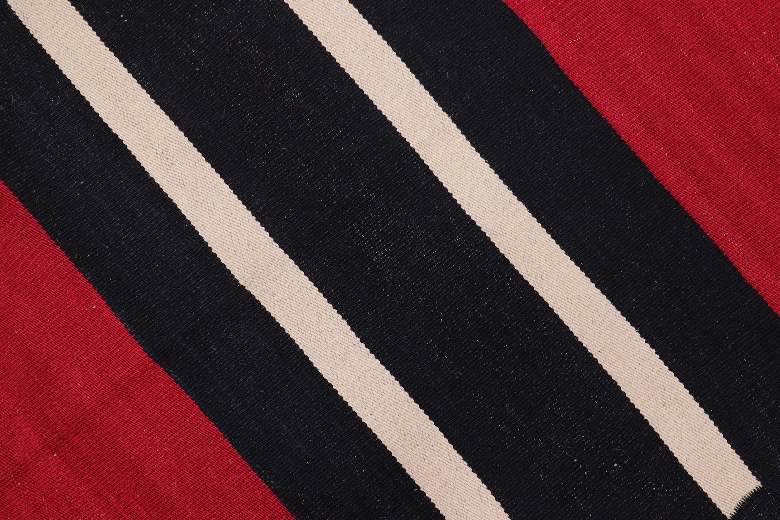 handmade Modern Kilim Red Beige Hand-Woven RECTANGLE 100% WOOL area rug 7 x 10