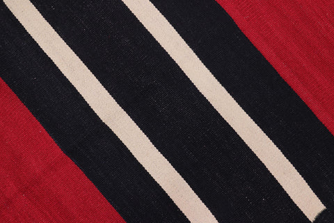 handmade Modern Kilim Red Beige Hand-Woven RECTANGLE 100% WOOL area rug 7 x 10