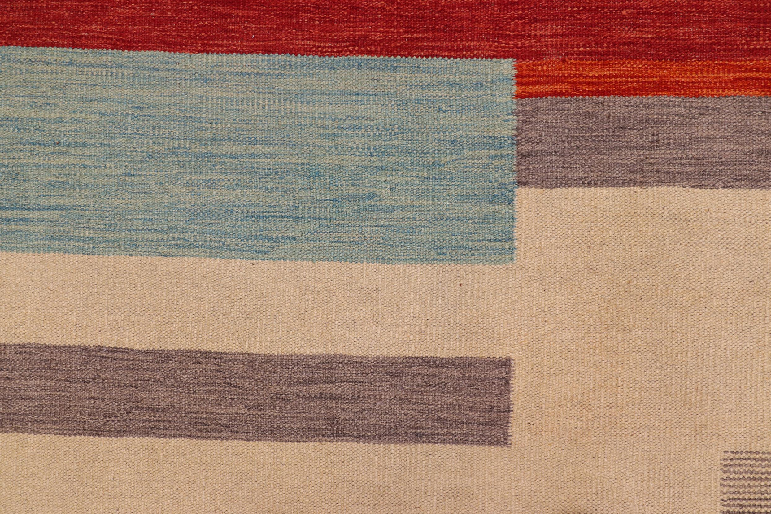 handmade Modern Kilim Blue Gray Hand-Woven RECTANGLE 100% WOOL area rug 8 x 11