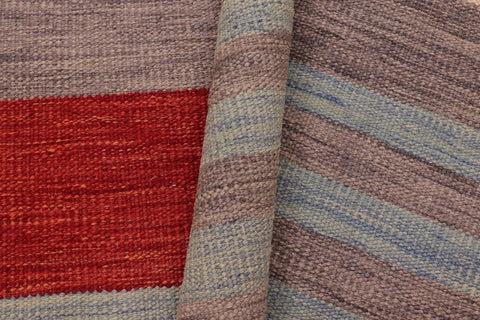 handmade Modern Kilim Blue Gray Hand-Woven RECTANGLE 100% WOOL area rug 8 x 11