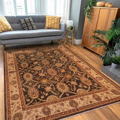 handmade Transitional Kafkaz Charcoal Beige Hand Knotted RECTANGLE 100% WOOL area rug 8X10
