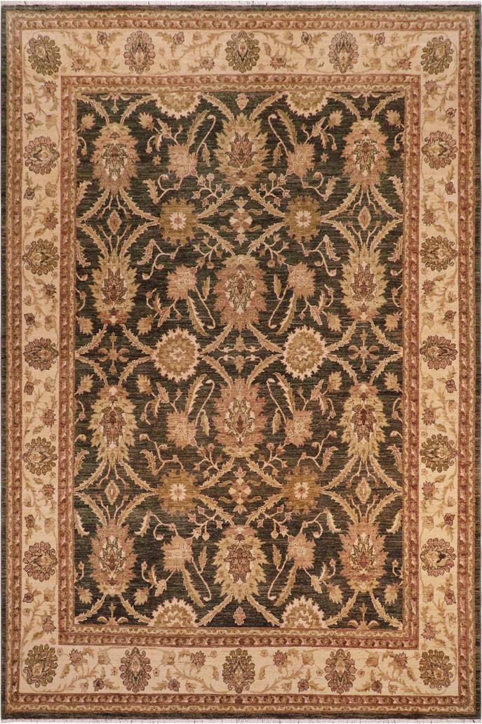 handmade Transitional Kafkaz Charcoal Beige Hand Knotted RECTANGLE 100% WOOL area rug 8X10