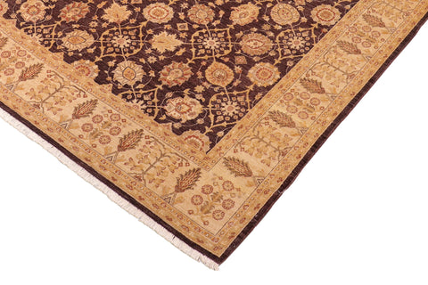 handmade Transitional Kafkaz Aubergine Beige Hand Knotted RECTANGLE 100% WOOL area rug 8' x 9'