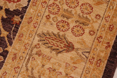 handmade Transitional Kafkaz Aubergine Beige Hand Knotted RECTANGLE 100% WOOL area rug 8X9