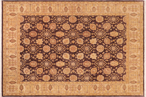 handmade Transitional Kafkaz Aubergine Beige Hand Knotted RECTANGLE 100% WOOL area rug 8' x 9'