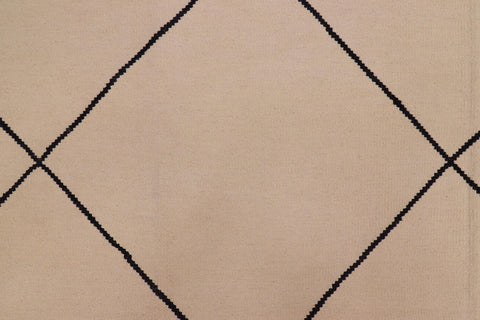 handmade Modern Kilim Beige Black Hand-Woven RECTANGLE 100% WOOL area rug 8x11