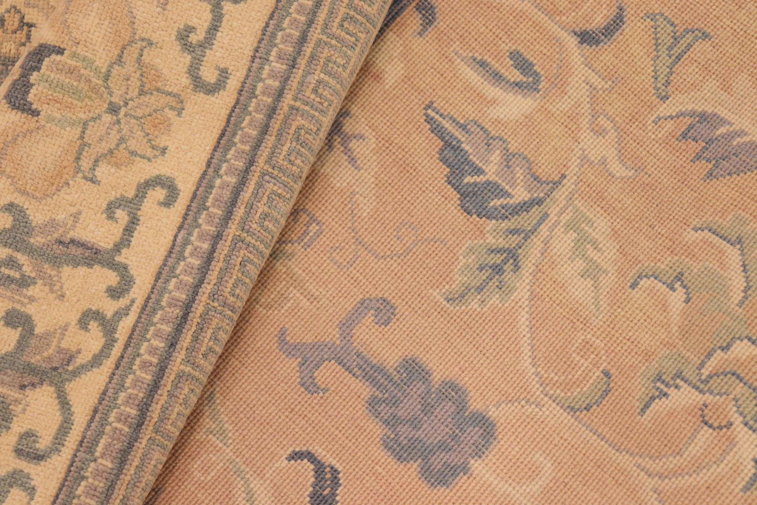 handmade Traditional Kafkaz Orange Beige Hand Knotted RECTANGLE 100% WOOL area rug 8x10