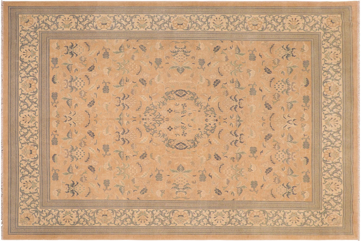 handmade Traditional Kafkaz Orange Beige Hand Knotted RECTANGLE 100% WOOL area rug 8x10