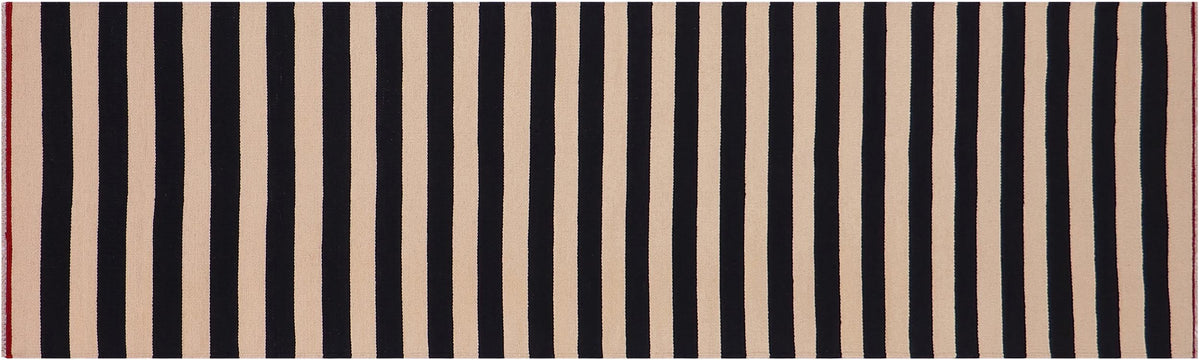 handmade Modern Kilim Beige Black Hand-Woven RUNNER 100% WOOL area rug 3 x 10