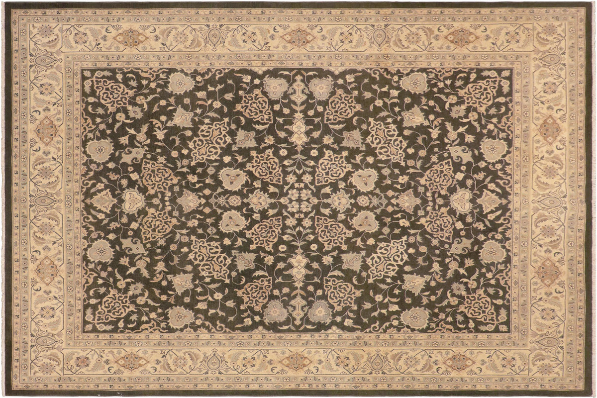 handmade Traditional Kafkaz Green Ivory Hand Knotted RECTANGLE 100% WOOL area rug 8x10