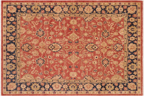 handmade Traditional Kafkaz Rust Blue Hand Knotted RECTANGLE 100% WOOL area rug 8x10