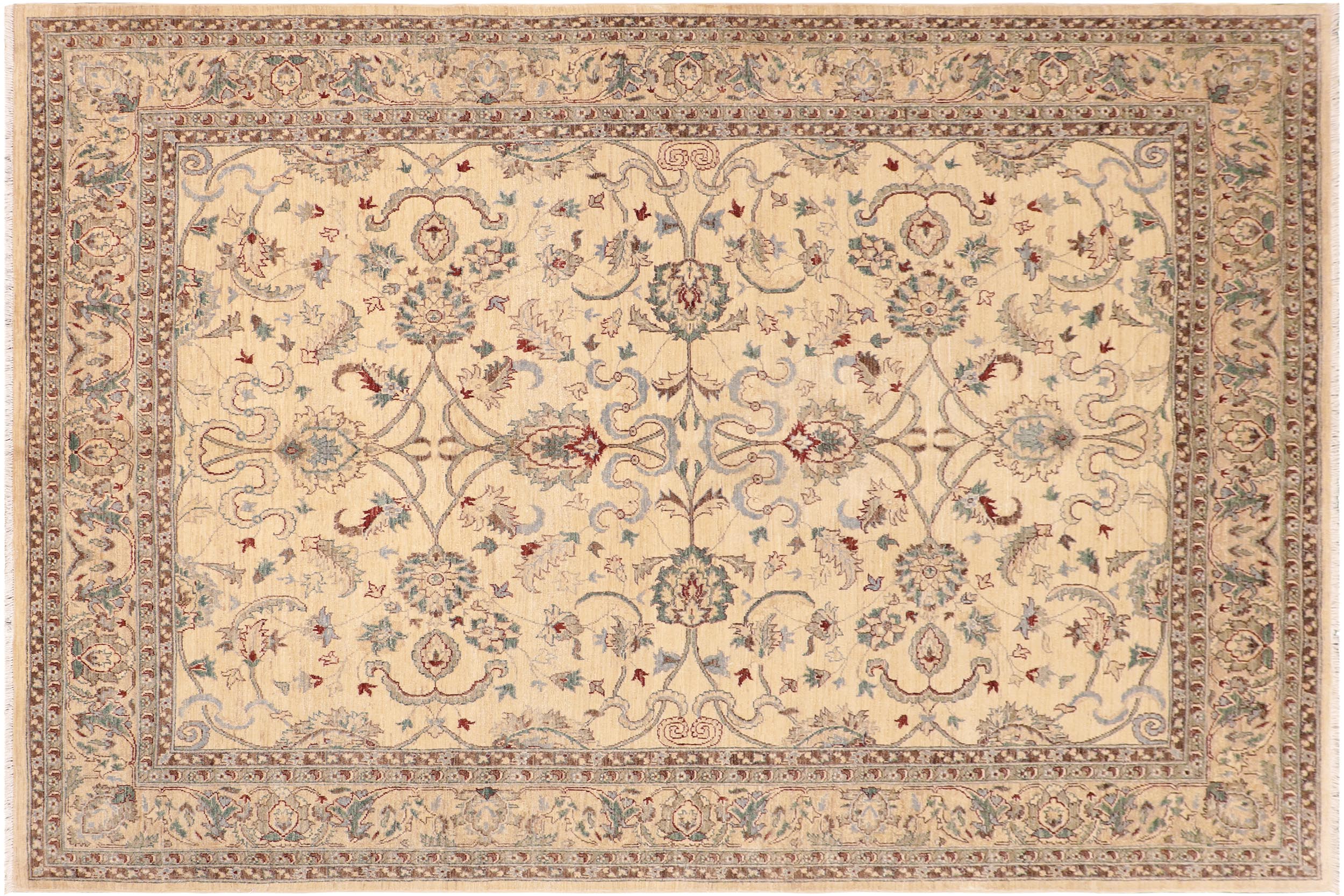 handmade Traditional Kafkaz Ivory Ivory Hand Knotted RECTANGLE 100% WOOL area rug 8x10