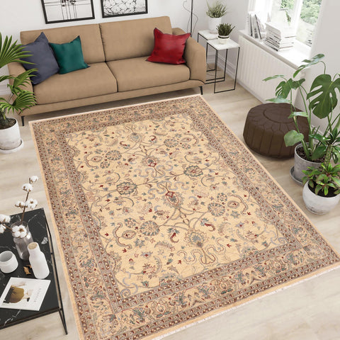handmade Traditional Kafkaz Ivory Ivory Hand Knotted RECTANGLE 100% WOOL area rug 8x10
