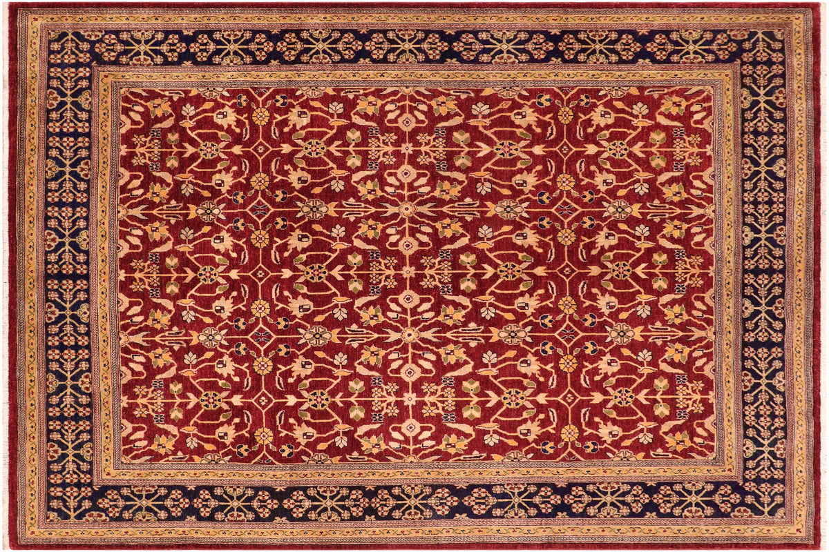 handmade Transitional Kafkaz Red Blue Hand Knotted RECTANGLE 100% WOOL area rug 8' x 10'