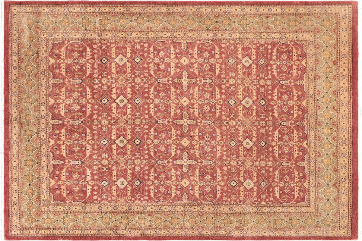handmade Transitional Kafkaz Red Lt. Green Hand Knotted RECTANGLE 100% WOOL area rug 8' x 10'
