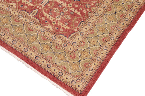 handmade Transitional Kafkaz Red Lt. Green Hand Knotted RECTANGLE 100% WOOL area rug 8' x 10'